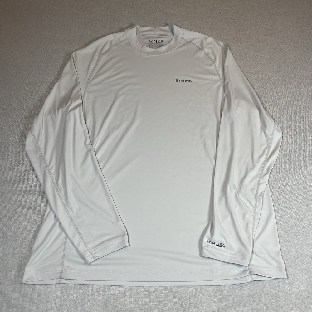 Simms Solarflex Long Sleeve Crew Neck Fishing Shirt Men's XL Gray Stretch UPF 50